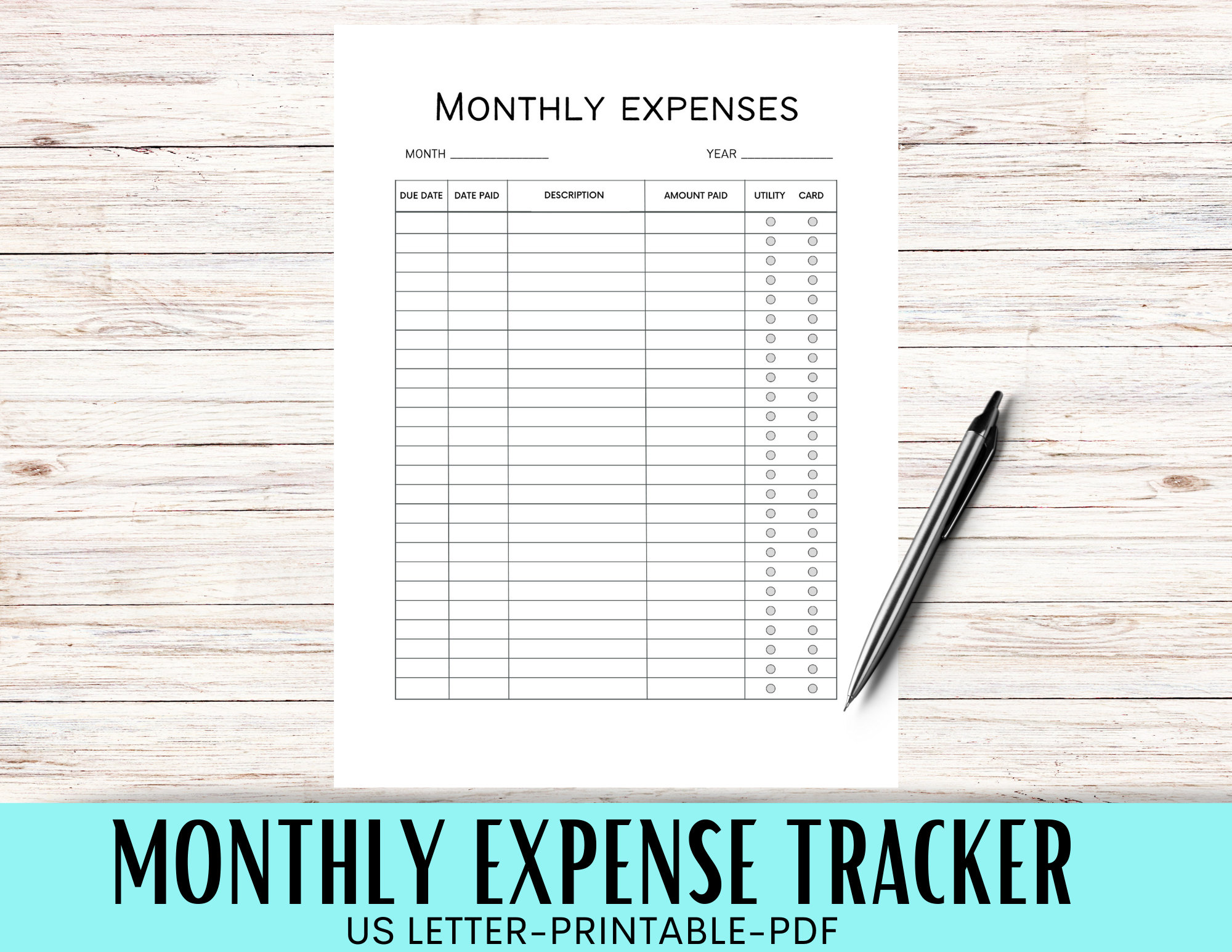 Monthly Expense Tracker Organizer Simple Minimalist Printable Digital Instant Download PDF - Etsy