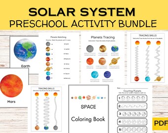 Paquete de actividades del Sistema Solar: Paquete de aprendizaje preescolar (descarga digital)