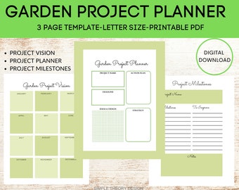 Plantilla de planificación de proyectos de jardinería: Visión e hitos (descarga digital)