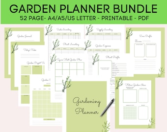 PLANIFICADOR DE JARDÍN DE 52 PÁGINAS, Diario, Registros, Diseño, Plantilla de Jardinería, Imprimible, Descarga Digital