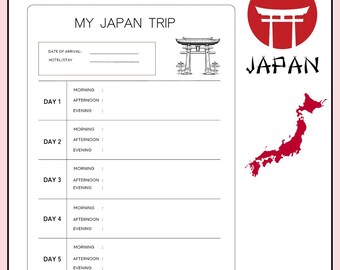 Planificador de viaje de 5 días a Japón (imprimible)