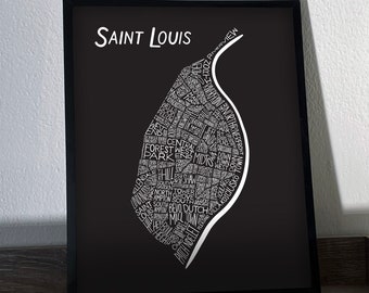 St. Louis City Neighborhood Map Art Print 8x10, 11x14