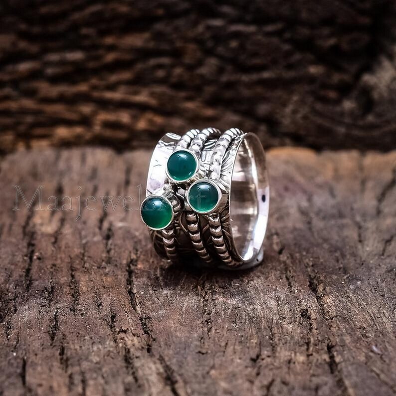 Spinner Ring* Onyx Spinner Ring* 925 Silver Ring* Onyx Ring* Women Ring* Anxiety Ring* Worry Ring* Fidget Ring* Wending Ring* Gift For Him