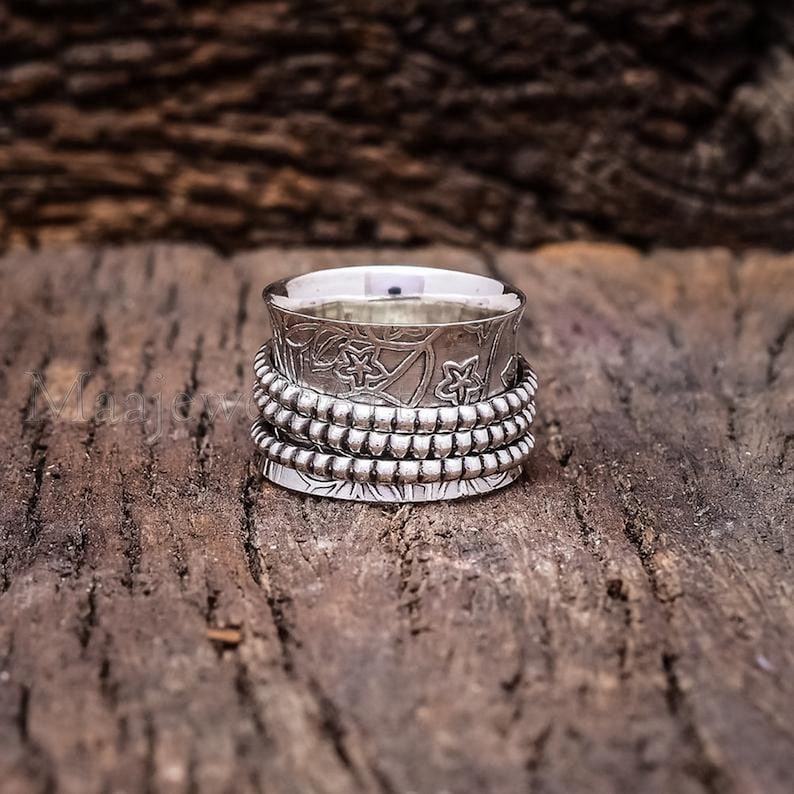 Spinner Ring* Onyx Spinner Ring* 925 Silver Ring* Onyx Ring* Women Ring* Anxiety Ring* Worry Ring* Fidget Ring* Wending Ring* Gift For Him