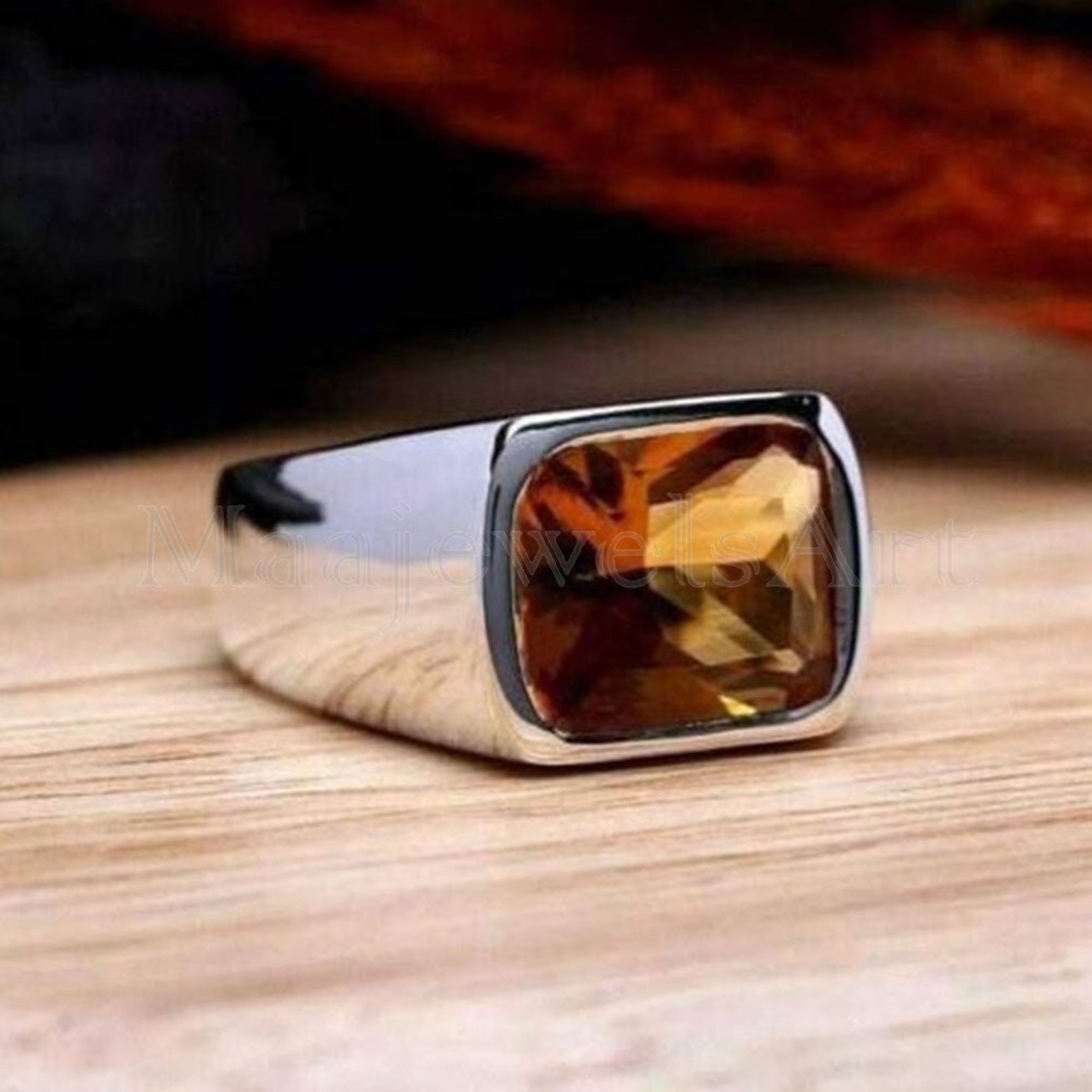 Citrine Men's Ring, Handmade Men's Ring, Men's Ring, Turkish Handmade