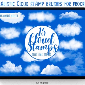 Realistic Cloud Stamp Brushes for Procreate: Landscape & Sky Digital Art Tools