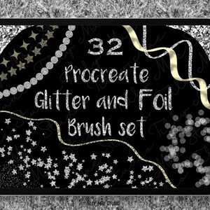 Procreate Brushes Pennelli glitterati e in lamina per lettering 3D Stars Leaves Calligraphy Glitter Brush Bundle