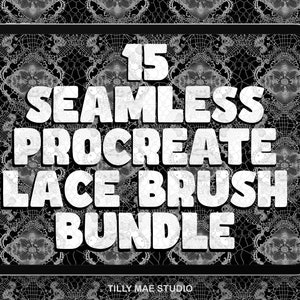 15 Elegant Lace Seamless Procreate Brushes: Digitales Textur-Set für künstlerische Kreationen
