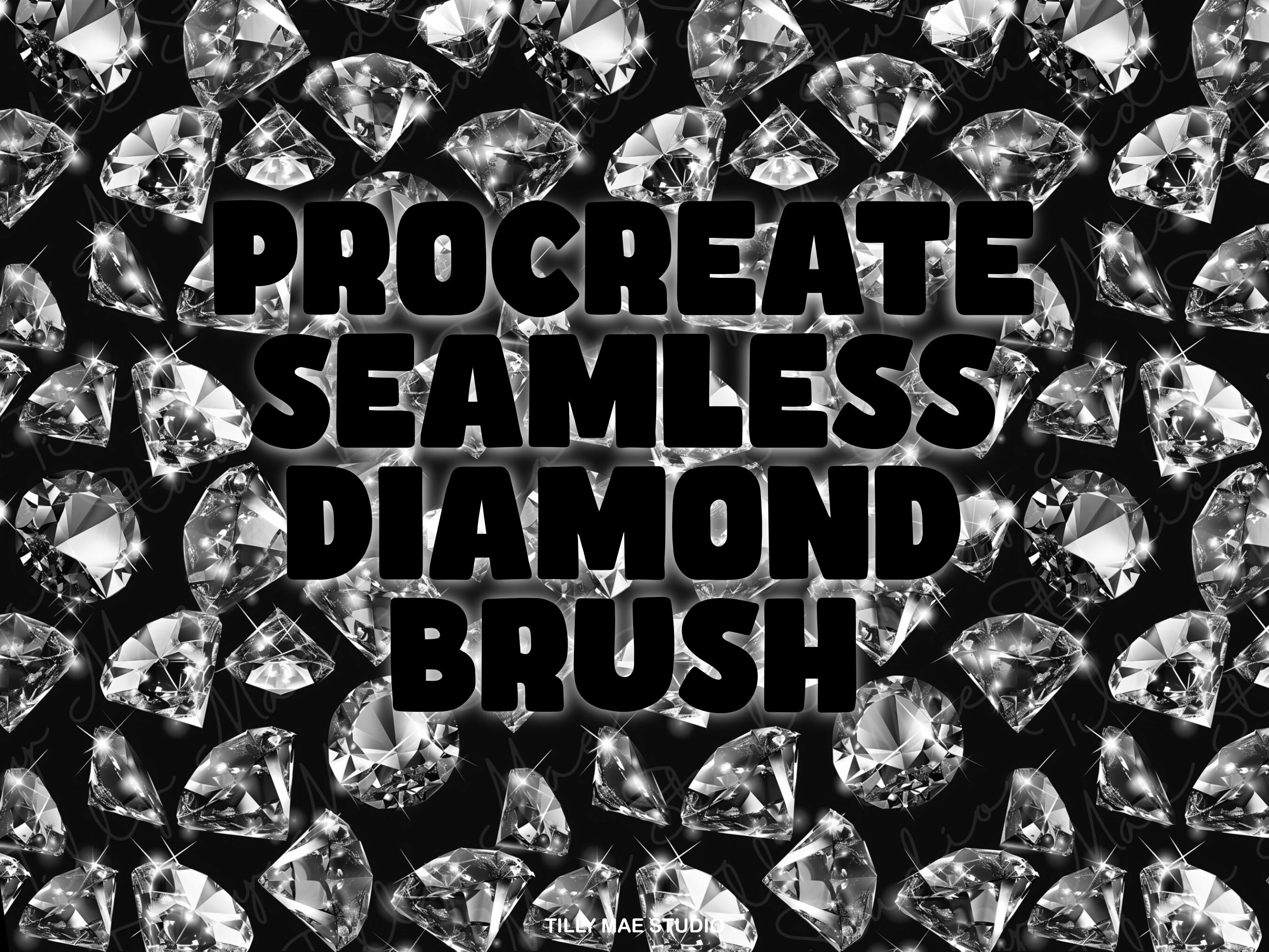 Pincel Seamless de Diamante para Procreate | Carimbo de Padrão de Gema Brilhante para iPad