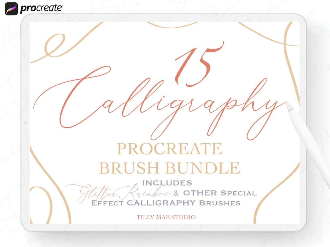 Elegant Calligraphy Brush Bundle for Procreate: Digital Lettering Tools ...