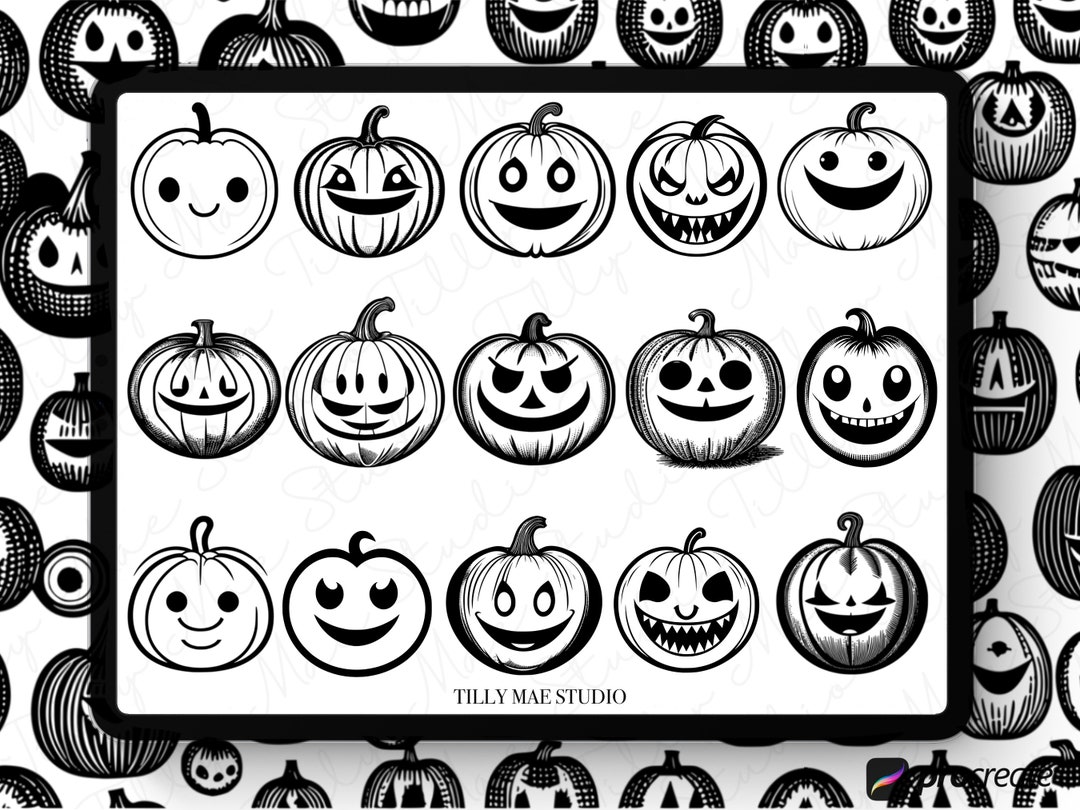 Pumpkin Procreate Stamps Halloween Procreate Stamps Pumpkins Procreate ...