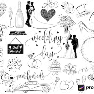 Elegantes Wedding Procreate Stamps & Brushes Bundle für Einladungen, Karten und Planer