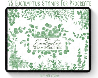 Elegant Eucalyptus Procreate Stamps and Brushes for Wedding Invitations and Botanical Designs
