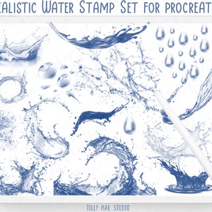 Spruzzi d'acqua realistici Procreate Stamps & Brushs / Sovrapposizioni di liquidi digitali per effetti artistici