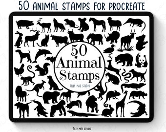 50 Animal Procreate Stamps: Brush Set (Digital Download)