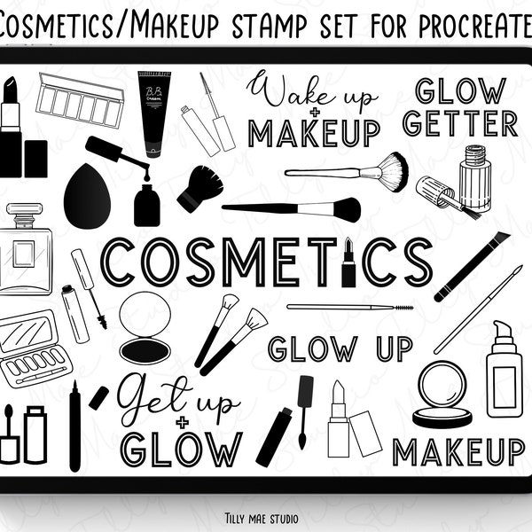 Procreate Beauty Stamps Makeup Cosmetics Procreate Brushes  Procreate Gloss Lipstick Mascara Perfume Stamps Procreate Cosmetics