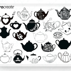 Procreate Teapot Stamps Procreate Teapots Floral Vintage Teapot Stamp Brushes for Procreate Digital Download