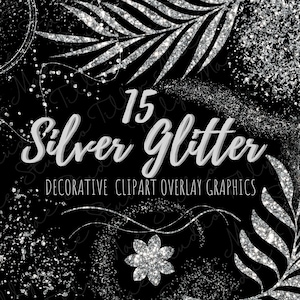 Clipart confettis de paillettes argentées : superposition de PNG, bordure et cadre pour les invitations, superpositions de conception Photoshop