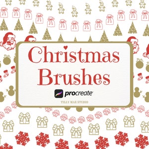 Pinceles navideños de Procreate Pinceles navideños de Procreate para Navidad Bordes de Procreate Brillantina navideña Descarga digital para iPad de Procreate