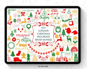 Christmas Procreate Brushes: Holiday Stamps & Glitter (Digital Download)