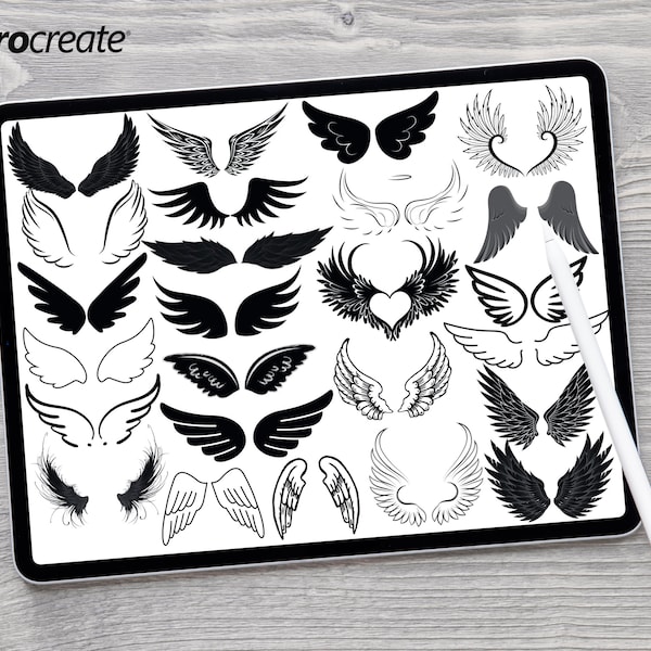 Tampons Procreate Wing | Procréer des ailes | Brosses pour procréer Wings | Tampons tatouage aile Procreate