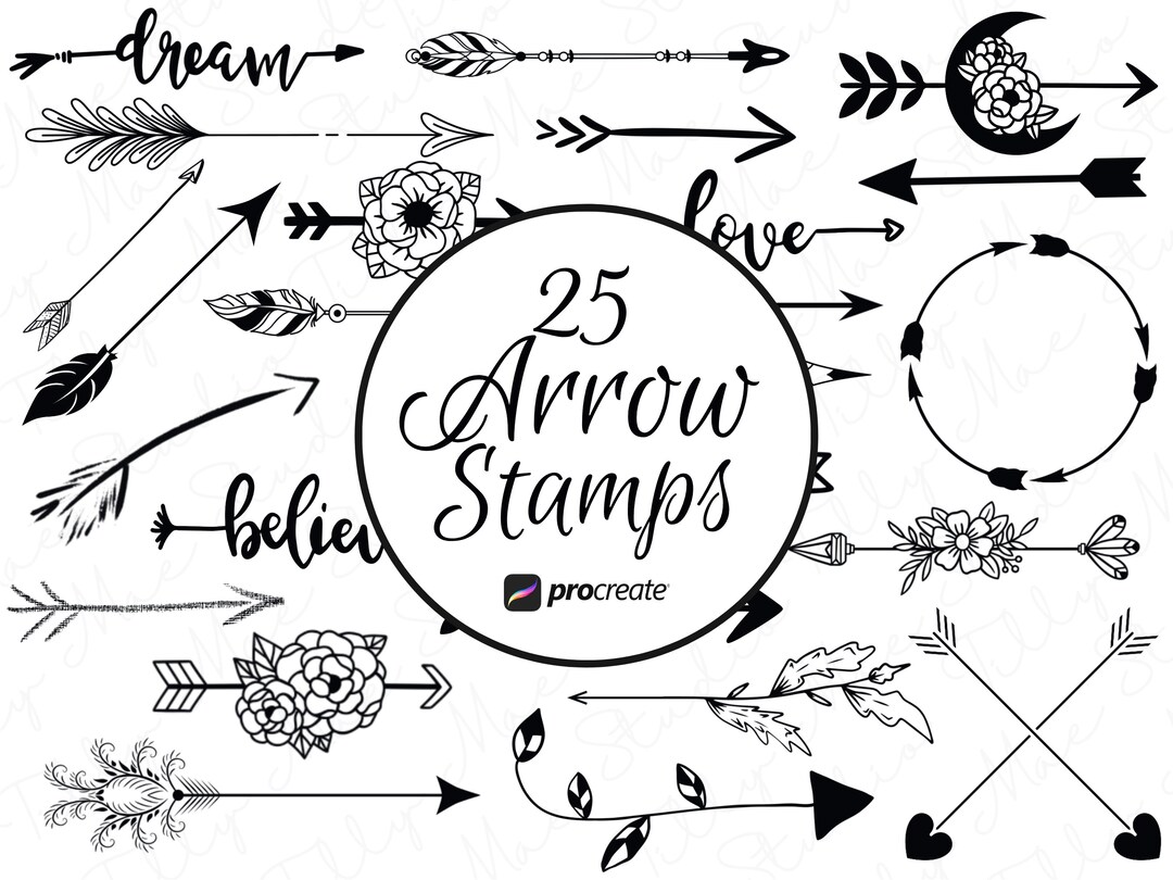 Arrow Procreate Stamps Arrow Brushes Boho Digital Art Arrows Stamp Set