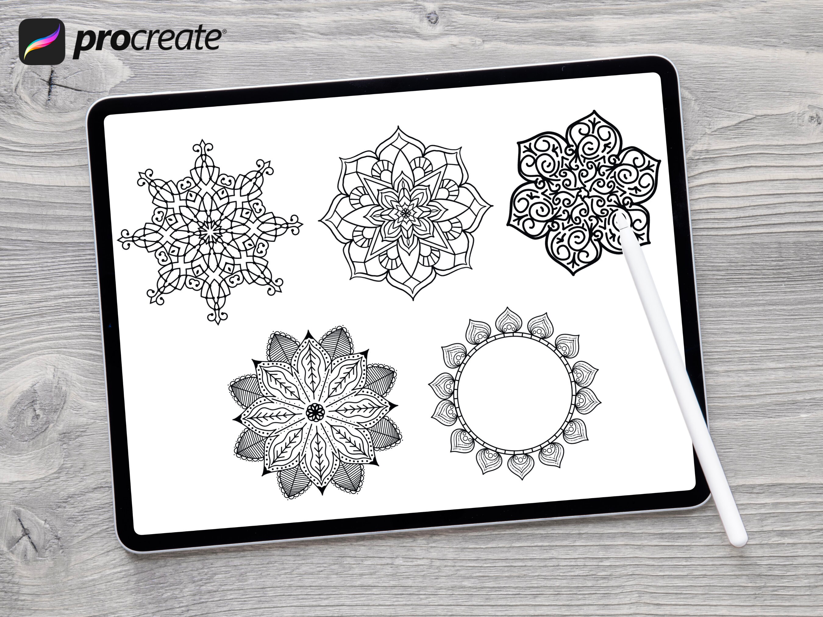 55 Mandala Procreate Stamps Mandala Stencil Mandala Tattoo Etsy
