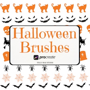 Spooky Halloween Border & Stamp Brushes for Procreate - Digital Art Tools for Fall Designs