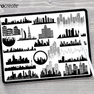 Cityscape Procreate Stamps City Brushes Procreate Buildings Procreate Building Stamps Procreate City Stamp Brushes