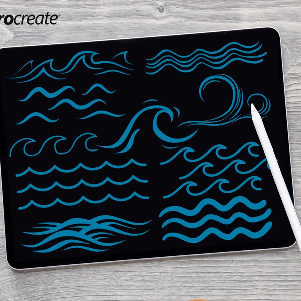 Waves Procreate Stamps Procreate Ocean Procreate Wave Brushes Procreate Waves Stamps Procreate Summer Stamps