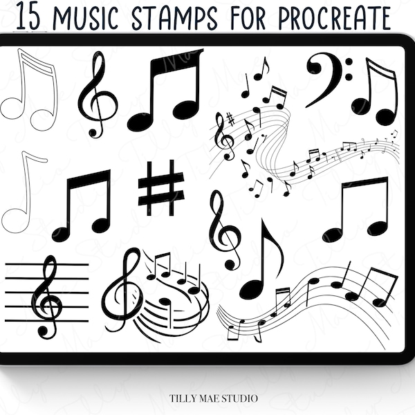 Pinceaux de musique Procreate Notes de musique Procreate Tampons de notes de musique Procreate Music Stamp Procreate Bundle Téléchargement numérique