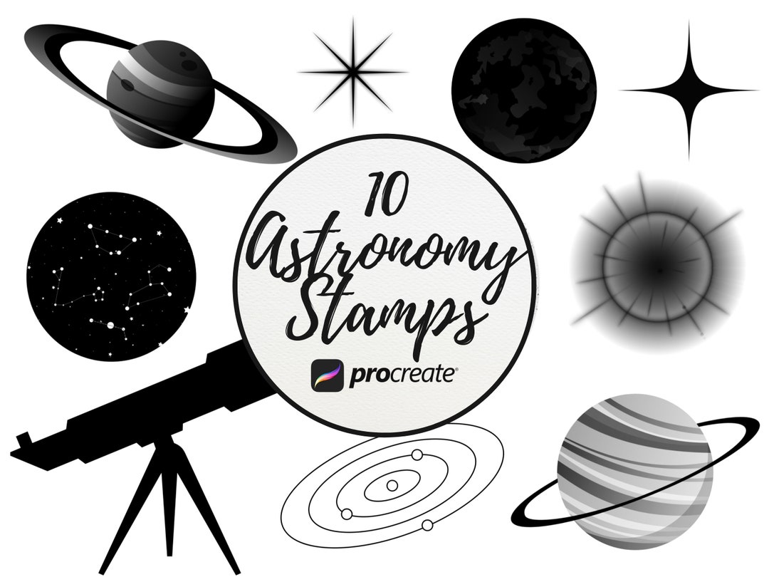 Galaxy, Planet & Moon Procreate Stamp Bundle: Celestial Brushes for ...