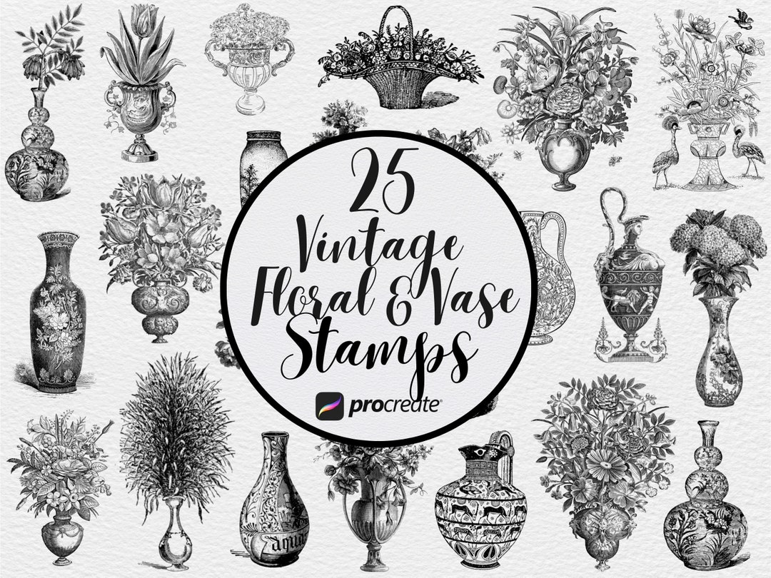 Vintage Floral Procreate Stamp Brushes for Wedding Invitations and ...