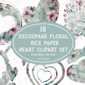 Floral coeur découpage PNG Clipart pour cartes d'anniversaire de la Saint-Valentin et travaux manuels - téléchargement numérique