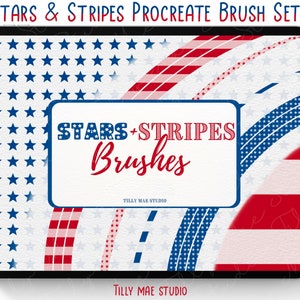 Patriotic Stars and Stripes Stamp Brushes for Procreate: Glitter, Lettering, and Background Tools