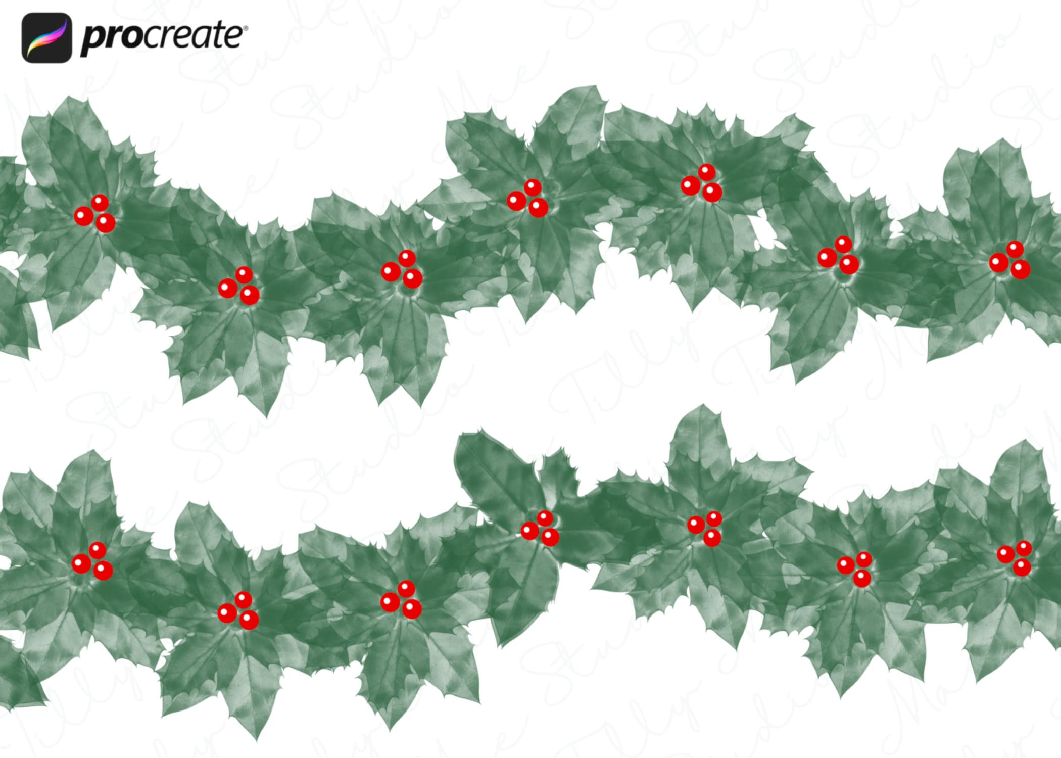 Holly Wreath Procreate Brushes: Christmas Stamps for Digital Art ...