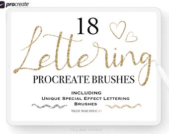 Procreate Lettering Brushes | Set of 18 Calligraphy & Hand Lettering Brush Pack for iPad