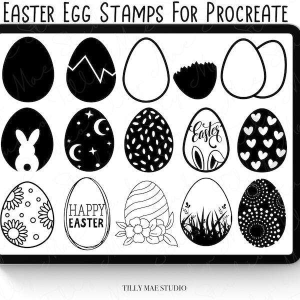 Easter Procreate Stamps Procreate Easter Egg Silhouette Brushes Procreate Digital Download