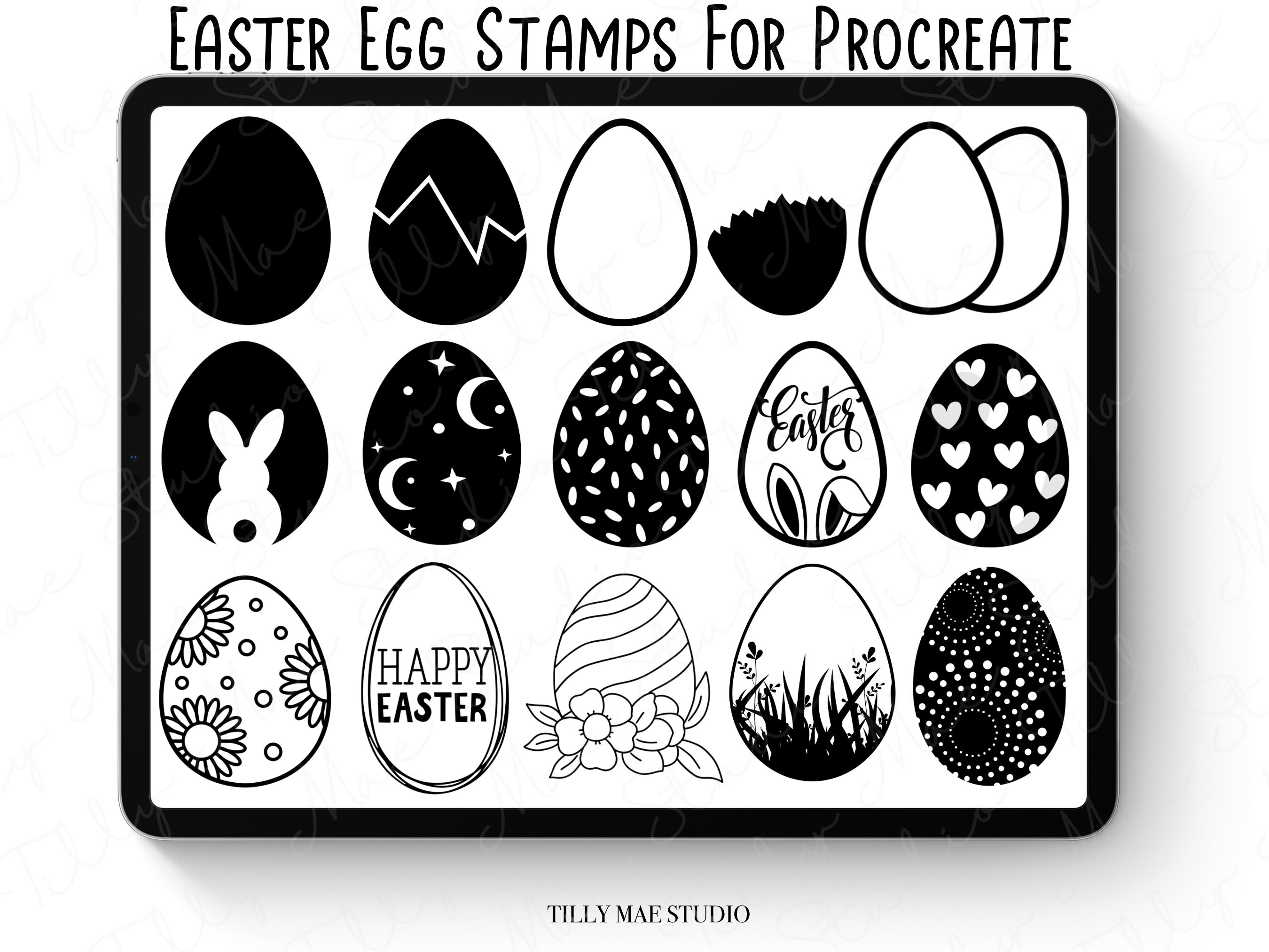 Procreate 22 Easter Egg Stamp Brushes Graphic by Sawanarod