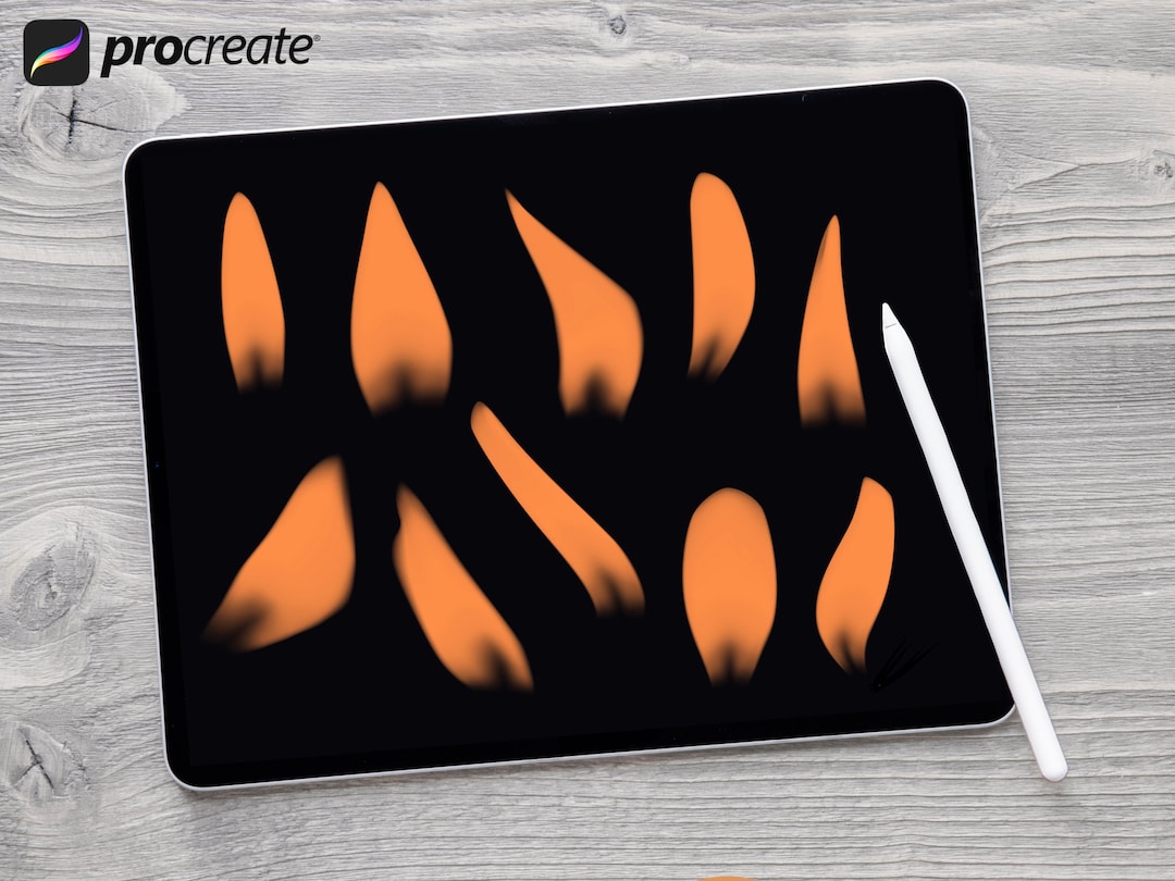 10 Candle Flames Stamps for Procreate Procreate Flames Fire Procreate