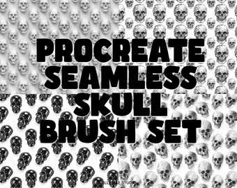 Procreate Skull Brushes | 3D Halloween Background Brush Set of 4 for Digital Art & Illustration