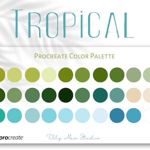 Tropische Aqua-Farbpalette für Procreate: Grün- und Blau-Farbpalette für Künstler