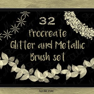 Procreate Brushes Glitter e Foil Pennello Lettering 3D Stelle Foglie Calligrafia Scintillio Brillante Pacchetto Arte Digitale