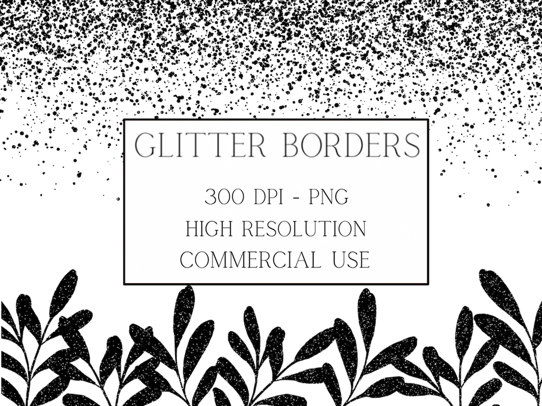 Glitter Border Clipart Confetti Border Black Overlay Border Etsy
