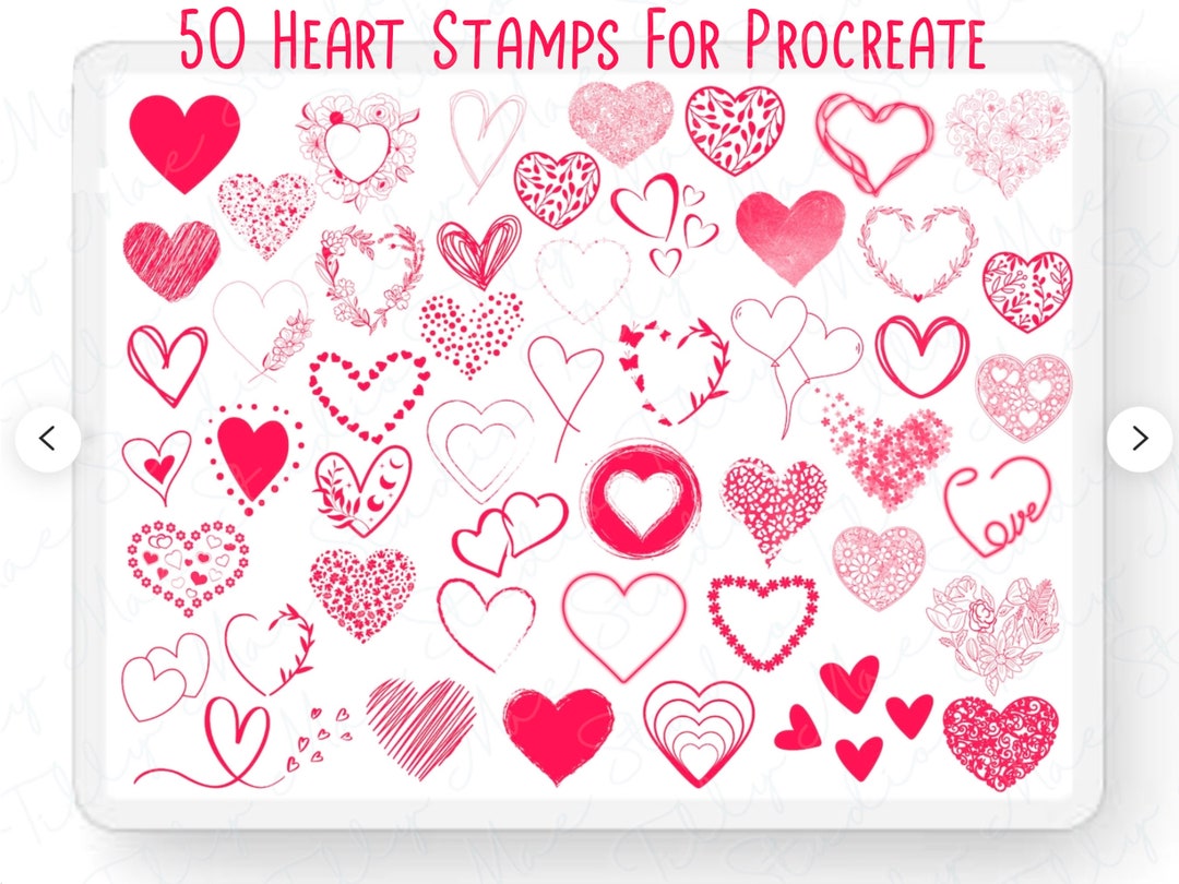 50 Heart Procreate Stamps Procreate Hearts Procreate Love Etsy