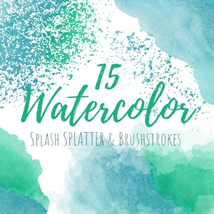 Watercolor splashes - Watercolor Splash - Brush Stroke Clipart - Watercolor Washes - Watercolor Shapes - png files commercial use