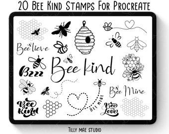 Bee Procreate スタンプ: Bee Kind ブラシセット (デジタルダウンロード)