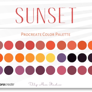 Sunset Procreate Color Palette: 30 Warm Swatches (Digital Download)