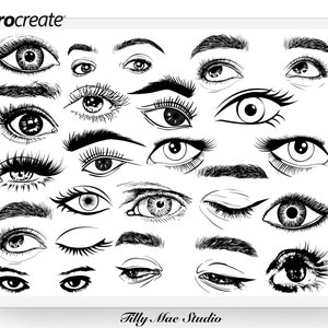 Procreate Eye & Eyelash Stamps: Digital Brushes for Portrait Drawing and Face Illustration