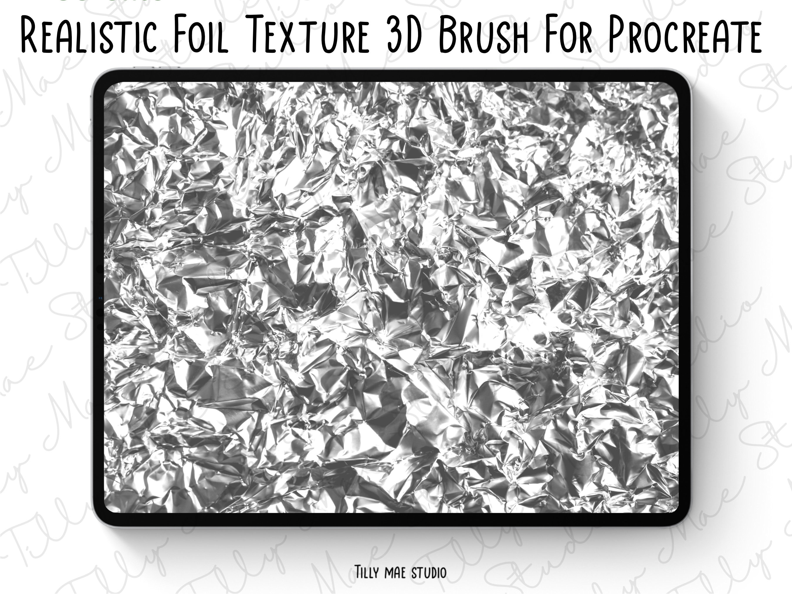 Realistic 3D Metallic Foil Procreate Brush Set: Aluminium Texture for ...